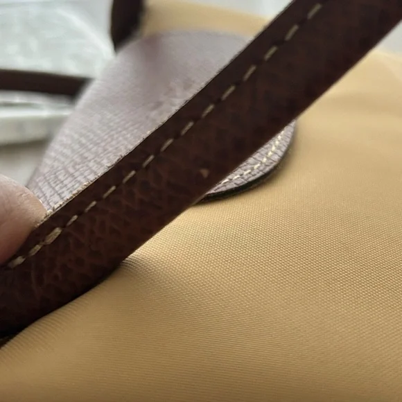 Longchamp Le Pliage Medium Nylon Shoulder Tote-Fawn with Brown Leather Handles - Picture 12 of 16